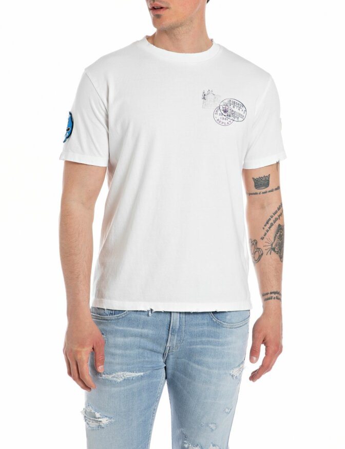 Jersey-T-Shirt mit Japan-Aufdruck Replay
