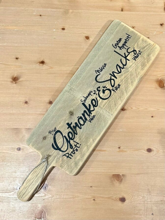 Holzbrett mit Griff 54,5 cm/65 cm x19,5 cm – Bild 2