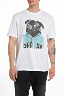 T-Shirt mit Mops-Aufdruck Replay