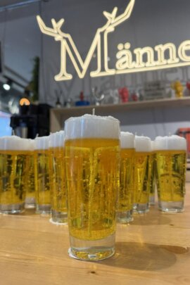 Kerze im Bierglas Willybecher 0,2l