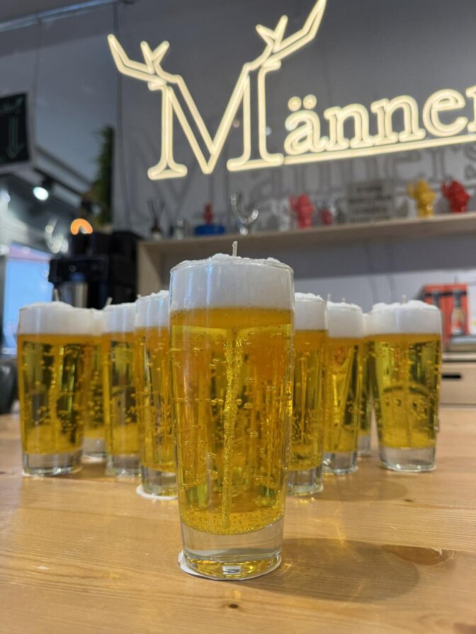 Kerze im Bierglas Willybecher 0,2l