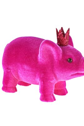 Figur Schweinchen mit Krone beflockt Werner Voß Design