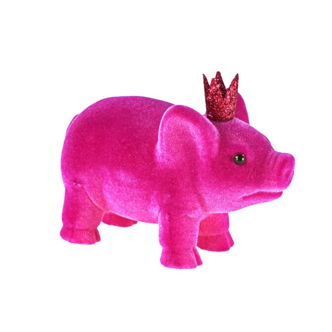 Figur Schweinchen mit Krone beflockt Werner Voß Design
