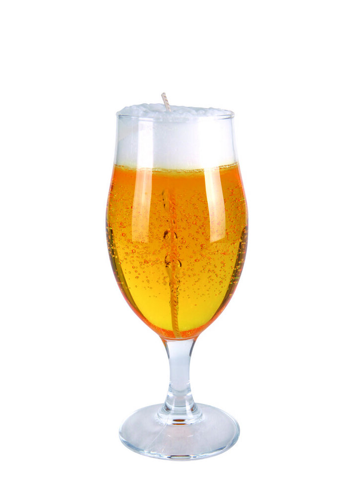 Kerze im Bierglas Pilstulpe 0,2l ohne Aufdruck