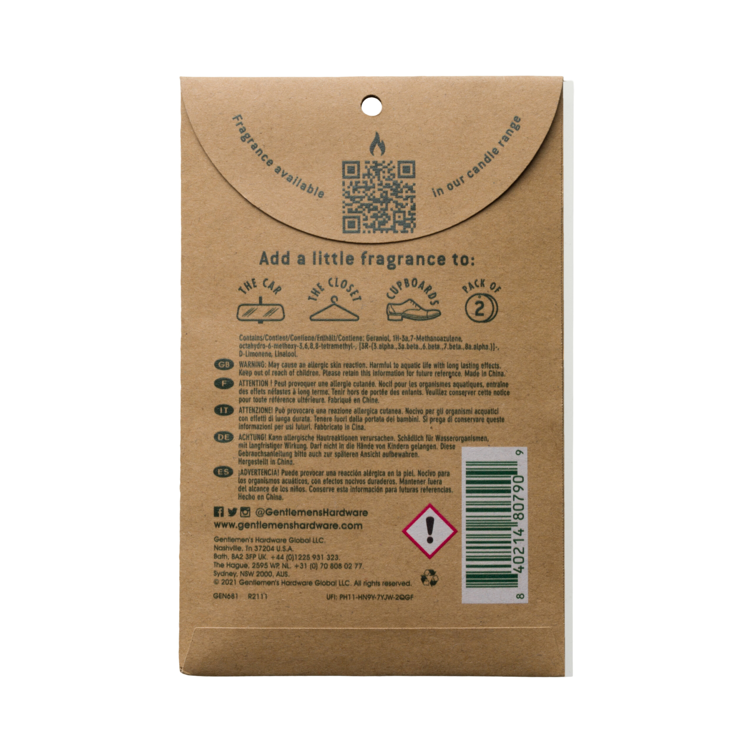 Car Diffuser - smoke & Cypress - Duftkarte Gentlemen's Hardware – Bild 3