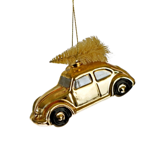 Glasanhänger mit Tanne gold