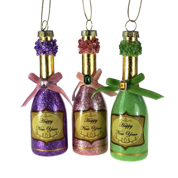 Glasanhänger Sektflasche mit Strass